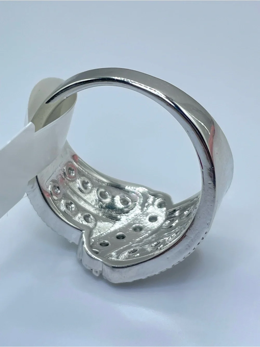 Swarovski Crystal Elements White Pave Crystals Art Deco Statement Ring Band Sz 8